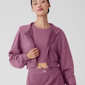 Alo Breakaway zip up hoodie in Washed Mulberry size medium